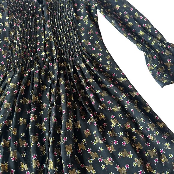 Diane Von Furstenburg DVF Kourtni Silk Blend Dress Metallic Button-Down Size 0 - Picture 7 of 15